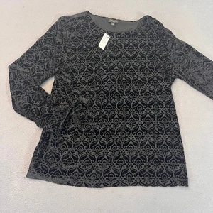 Talbots Burnout Black Velvet Womens Petite Large Stretch Tie Bow Wrist Party NWT - Picture 1 of 9