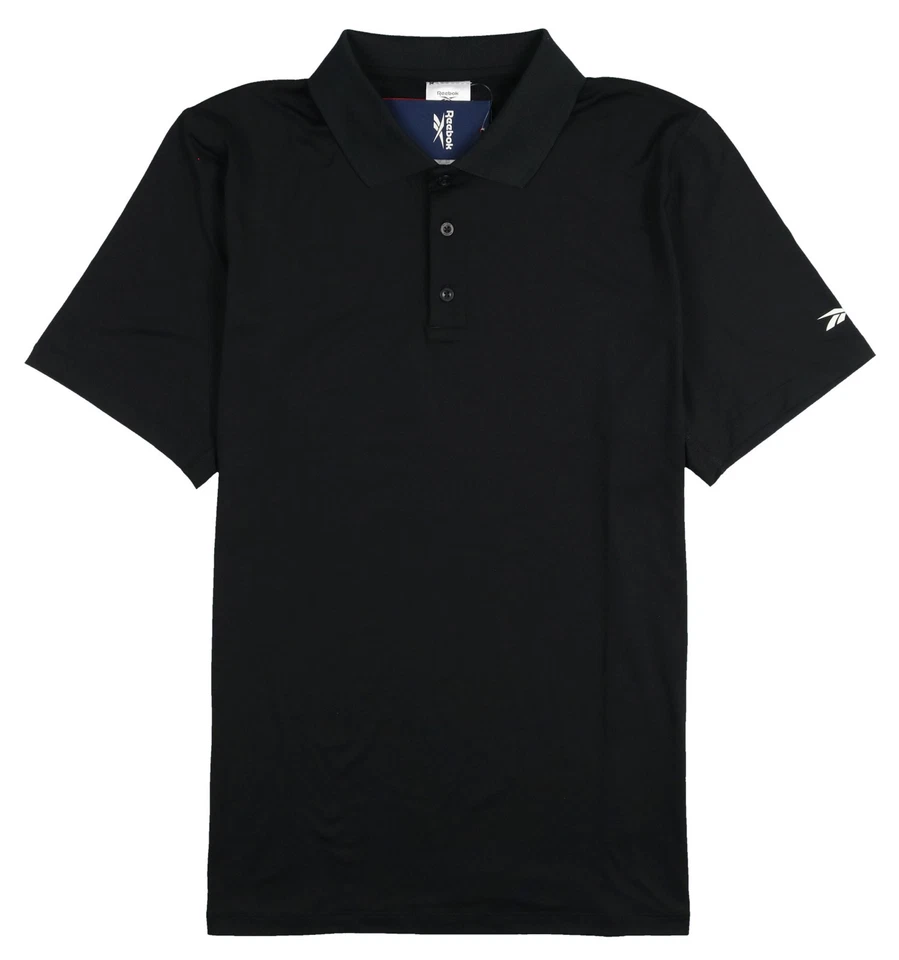Reebok Men's Regular Fit Short Sleeve Moisture Wicking Polo Shirt Black S