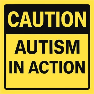 Adhesivo troquelado vinilo personalizado meme autismo en acción precaución 3,5x3,5 - Imagen 1 de 1