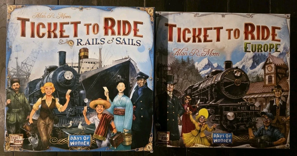 Days of Wonder Ticket To Ride Rails & Sails & Europe Board Game - 2 Games Total - Image 1 of 4