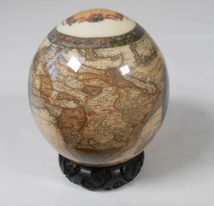Decoupage Decorative Ostrich Egg on Wood Stand - Antique Detailed Africa Map - Picture 1 of 10