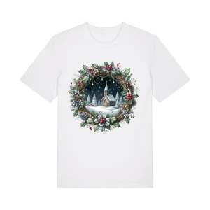 Snowy Church - Unisex T-Shirt Secret Santa Weihnachten Festlich Jolly Present Her - Bild 1 von 11