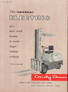 Original 1959 Advert COVENTRY CLIMAX Universal Fork-Lift Trucks Vintage Print Ad - Picture 1 of 1