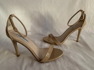 EUC Steve Madden “Stecy” Nude Patent Leather High Heel Ankle Strap Shoes 7.5 - Image 1 of 4