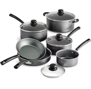 10 Piece Non Stick Cookware Set Nonstick Pots and Pans Kitchen Home Cooking Gray - Picture 1 of 6