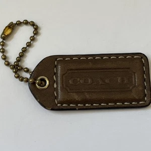 Coach Brown Leather White Stitch Replacement Purse Handbag Hang Tag Charm - Picture 1 of 2