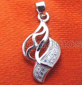 Genuino 10*20mm Sedas de Baile Diseño Plata Esterina S925 Colgante y Zirconia-pe224 - Imagen 1 de 4
