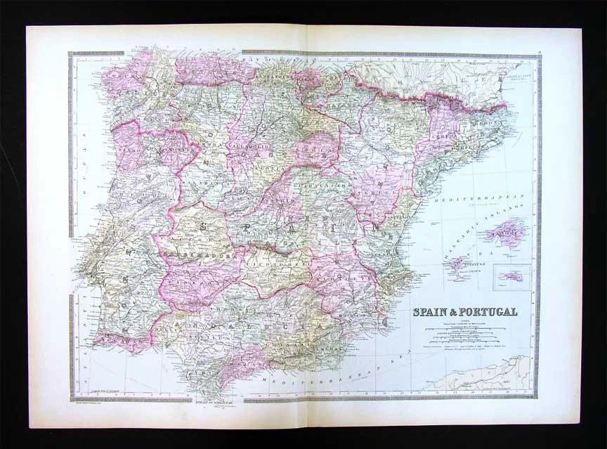 1887 Bradley Map - Spain & Portugal - Gibraltar Madrid Barcelona Lisbon Andorra - Image 1 of 1