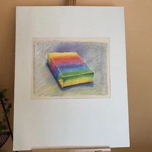 Rainbow Cube Cubic artCharcoal Sketch on 28x20 Board by Cecelia Decaprio Artist - Picture 1 of 6