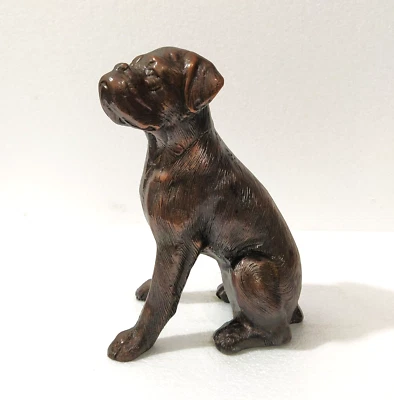 Estatua boxeadora de perro de metal estatuilla mesa escultura cobre acabado antiguo Foto 1 de 4