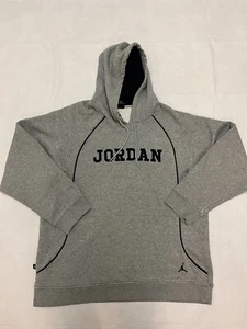Vintage 00’s JORDAN Brand Oversized Hoodie Pullover Grau Herren Gr. XL Logo Y2K - Bild 1 von 16