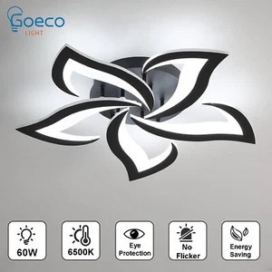 Plafoniera LED Soffitto 60W 6750LM Lampadario Bianca Fredda Moderna Nera Fiore - Foto 1 di 12