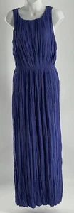 Banana Republic BLAU Maxikleid Damen Einfarbig Knitter Plissee Boho Chic Gr. M - Bild 1 von 4