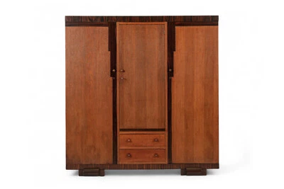 Antique German Art Deco Armoire Wardrobe Cabinet 1930s - Image 1 of 4