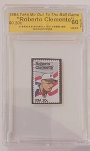 Vintage 1984 $0.20c Roberto Clemente Used Stamp Gem 60 In Sealed Collectors Case - Picture 1 of 3