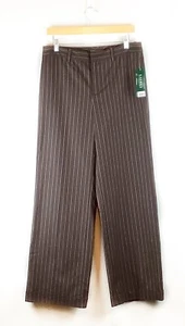 Lauren Ralph Lauren braun gestreifte Hose mit Bündchen Größe 8 neu mit Etikett - Bild 1 von 6