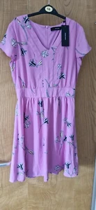 Pink Floral Dress Bnwt Size 8 (S) Lined Short Length By Vero Moda Rrp £35 - Picture 1 of 3