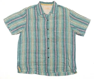 Tommy Bahama Linen Hawaiian Shirt Mens XL Button Up Multicolor Striped EUC - Picture 1 of 3