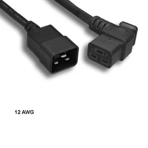 KNTK 3'FT 12 AWG Power Cable Right Angled C19 to C20 20A/250V SJT Data Center - Picture 1 of 1