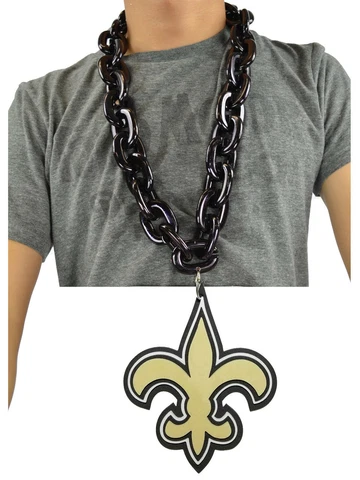 New NFL New Orleans Saints BLACK Fan Chain Necklace Foam Made in USA Cover