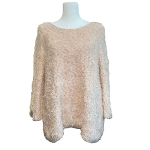 Chico's Fuzzy Eyelash Sweater Blush Pink Metallic Silver 3/4 Arm Women Size 2 - Bild 1 von 12