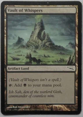 MAGIC THE GATHERING MTG 2003 MIRRODIN BLACK VAULT OF WHISPERS ARTIFACT LAND CARD - Image 1 of 2