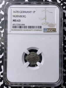 1678 Germany Nurnberg 1 Pfennig NGC MS63 Lot#G9509 Choice UNC! - Picture 1 of 3