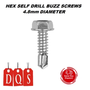 4.8mm Self Drilling Screws Self Tapping Hex Head Buzz Screw Metal Bolts - Picture 1 of 1