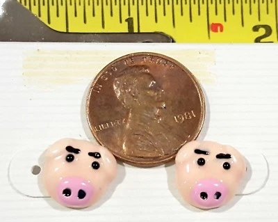 Pendientes de joyería de moda miniatura con encanto diseño de cara de cerdo esmalte  Foto 1 de 3