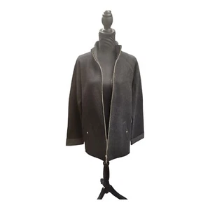 Chaqueta negra para mujer Lauren Ralph Lauren 80 % mezcla de lana cremallera gris ribete MED - Imagen 1 de 6