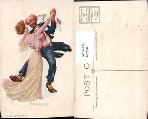 487504,Künstler Ak Paar Tanzen Walzer Monokel Tanzkarte - Picture 1 of 1