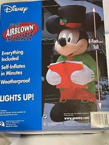 Gemmy Disney 8' SELTEN luftgeblasene Weihnachtslieder Mickey Mouse beleuchtet aufblasbar - Bild 1 von 4