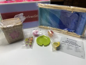 American Girl Beach Blue Chair Set 2014 VHTF Retired Picnic Basket w/Food - Picture 1 of 10