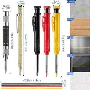 8 Stück Zimmermann Bleistift Set Tieflochmarker Hartmetall Schreiber Markierungswerkzeuge - Bild 1 von 10