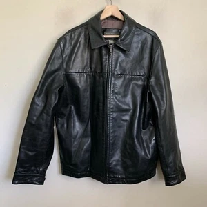 Banana Republic Jacket Dark Brown Leather Collared Zip Pockets Lined Size L - Picture 1 of 11