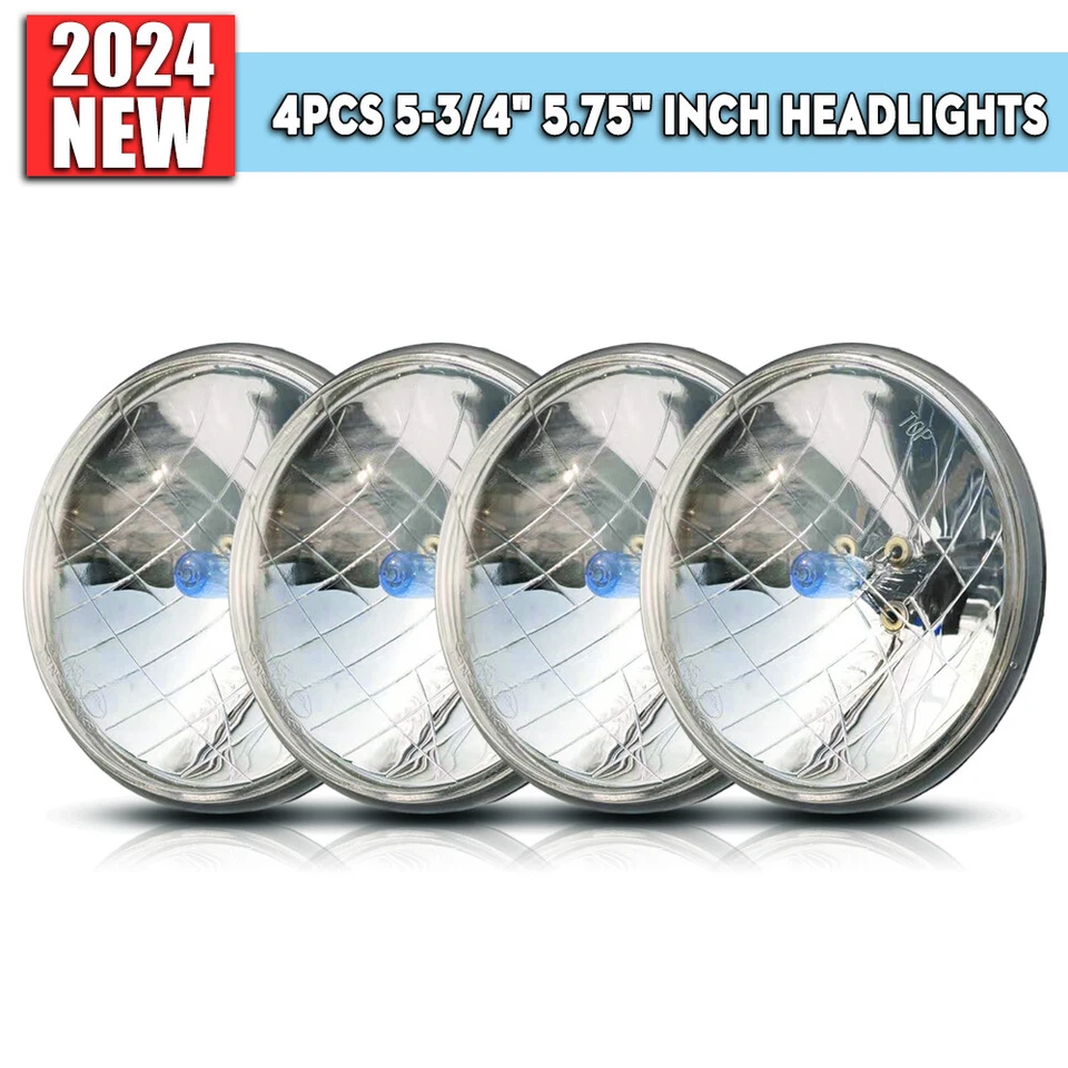 For Buick GS 455 1970-72 Round 4pcs 5-3/4 5.75"inch Halogen Halo Headlights Beam - Image 1 of 4