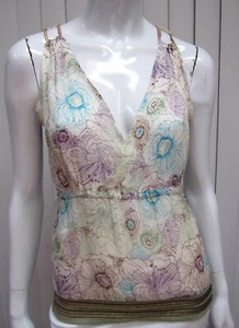 Renee Baroot in U. S. A. strap Blouse Size XS Extra small White Floral - Picture 1 of 6