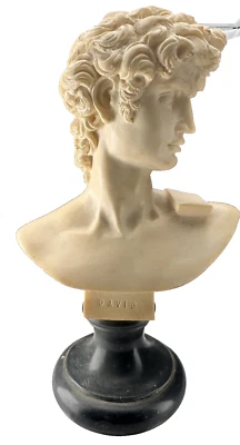 Vintage DAVID Sculpture Bust Off White 10" Tall on 4" Diameter Pedestal - Image 1 of 4