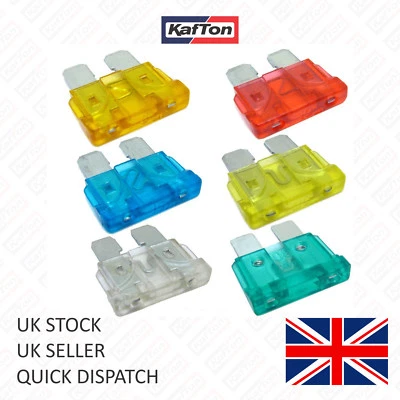 KAFTON All Sizes Standard Blade Fuses 2A 3A 4A 5A 7.5A 10A 15A 20A 25A 30A 40A Car Auto