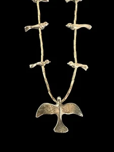 Sterling Silver Bird Motif Necklace 26" c.1980s - Picture 1 of 6