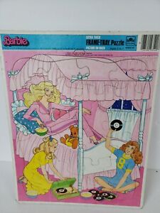 Vintage Barbie Frame Tray Puzzle 1985 Cardboard Mattel Sleepover