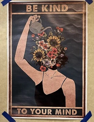 Be Kind To Your Mind Positive Mental Health Poster ✅ Canvas Wall Art 16x24 ✅ New - Image 1 of 4