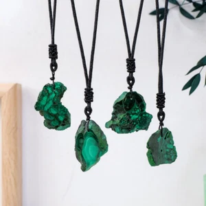 Natural Malachite Necklace Pendant For Women Irregular Crystal Stone Necklace - Picture 1 of 7