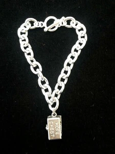 Vintage Sterling Silver Hope Chest Charm Toggle Bracelet 7.5" Danecraft - Picture 1 of 10