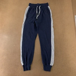 Hanes Boys Size Small Heather Blue Gray Stripe Jersey Drawstring Joggers New - Picture 1 of 7
