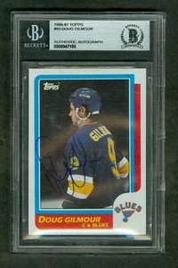 Doug Gilmour 1986-87 Topps #93 Stl Blues Beckett Authentic Encased Autograph - Picture 1 of 2