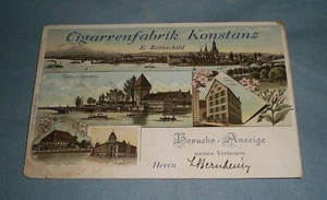 alte AK Konstanz, Cigarrenfabrik Konstanz / E. Rothschild , versandt 1899 RAR !! - Bild 1 von 4