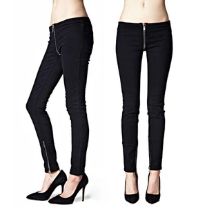 KILL CITY LIP SERVICE MOTO ZIPPER CRACK SKINNY GOTH ROCK GOTHIC EMO PANTS JEANS - Picture 1 of 8