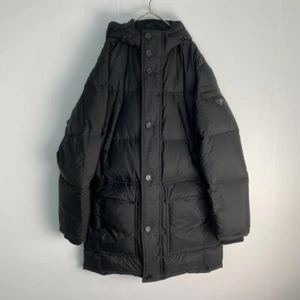 Prada Down Jacket PRADA Triangle Logo Plate Coat Quilted Black with Hood - Picture 1 of 10