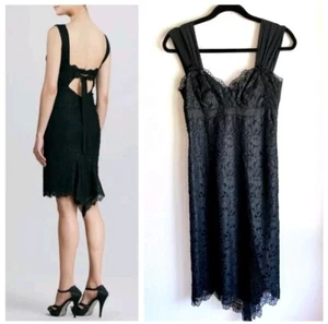 Vestido Nicole Miller para mujer 4 negro de encaje seda sin mangas midi novia cóctel - Imagen 1 de 13
